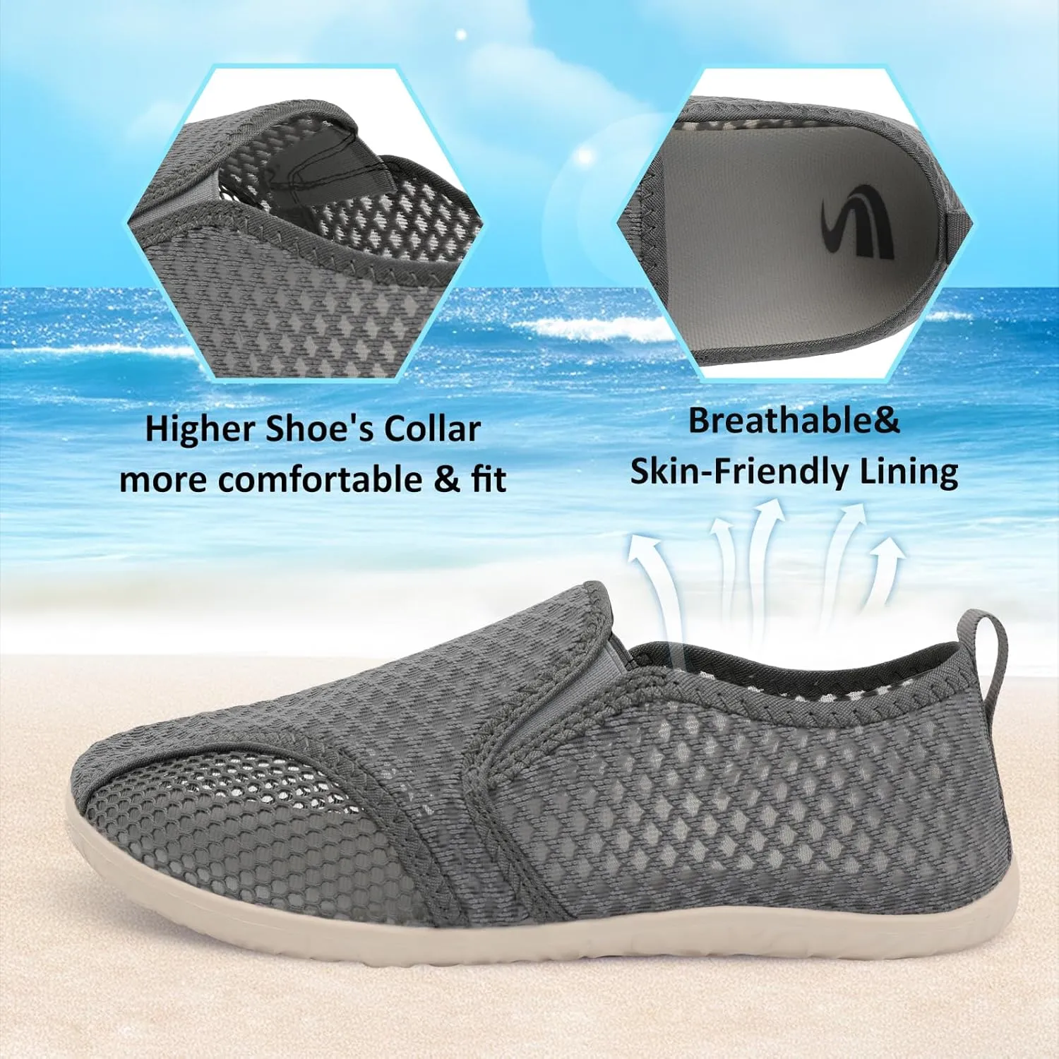 Spesoul Water Shoes for Women Men Quick-Dry Swim Shoes Barefoot Aqua Socks Breathable Beach Sandals for Pool Surf Travel Camping Yoga Outdoor Sports