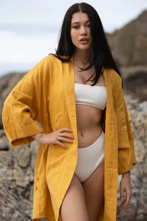 SUMMER SUNFLOWER LINEN KIMONO