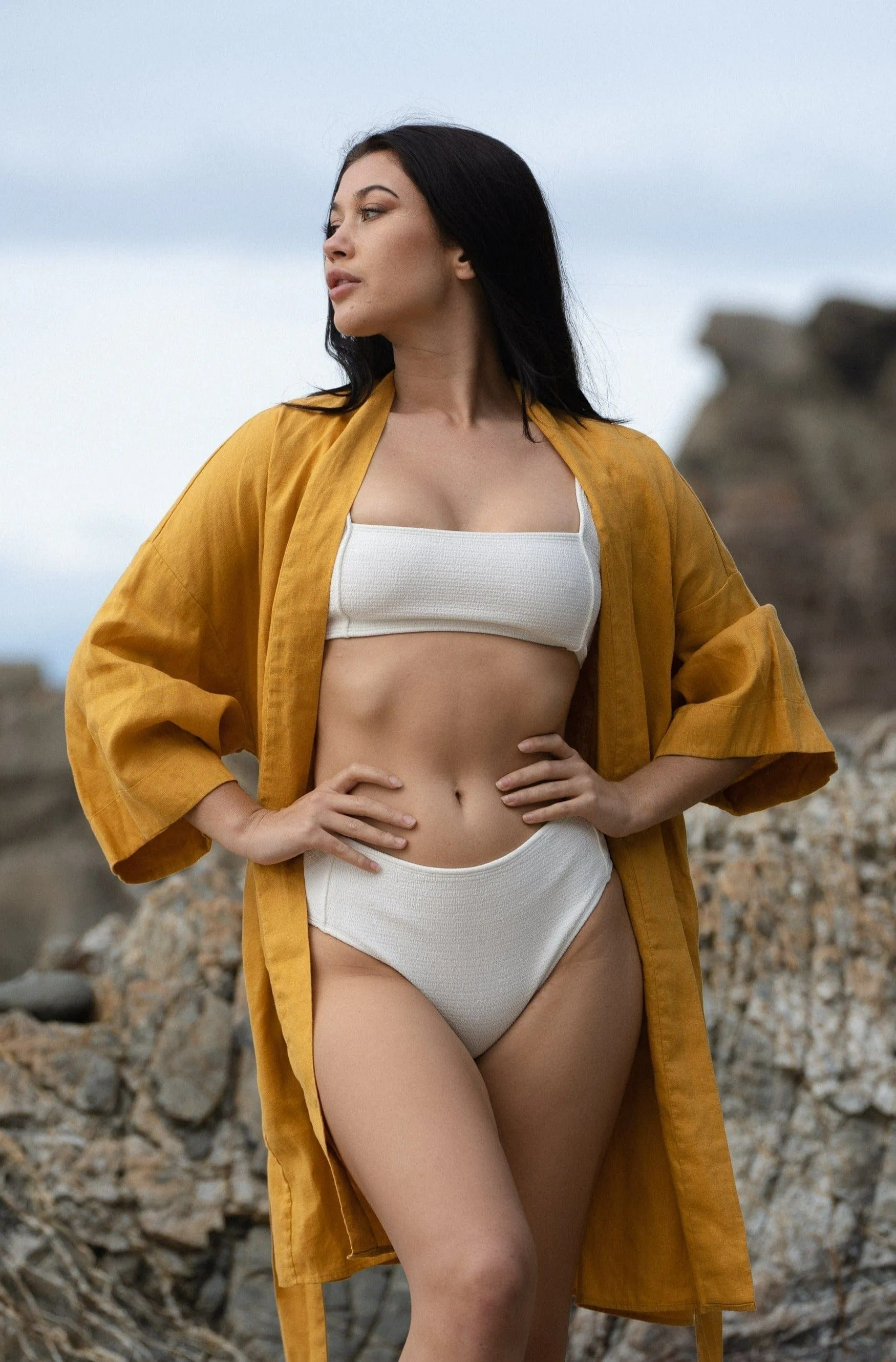 SUMMER SUNFLOWER LINEN KIMONO