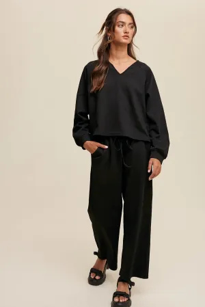 V-neck Sweatshirt and Pants Set