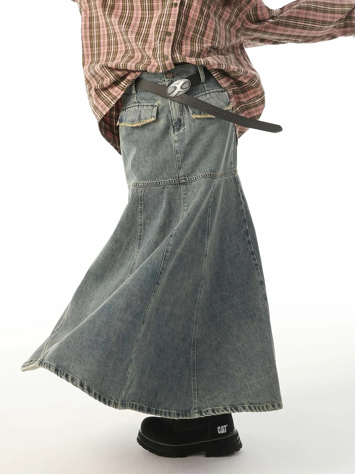 Vintage Flare Denim Skirt