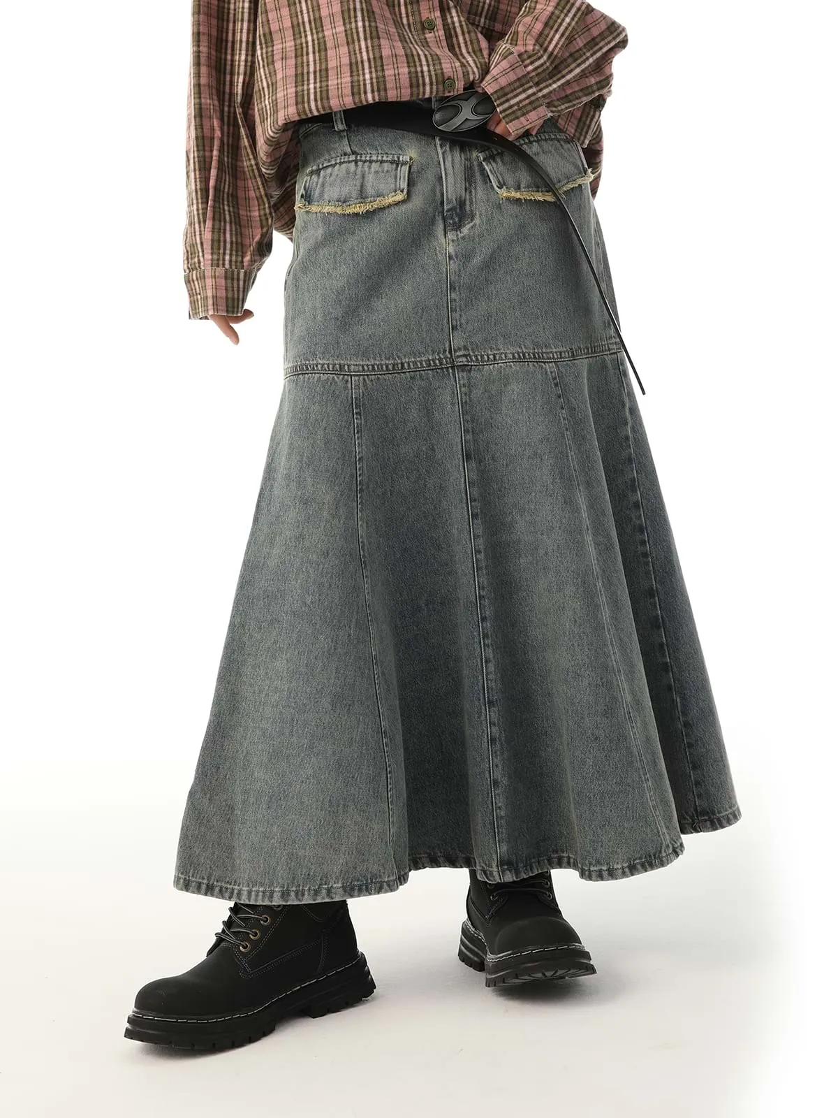 Vintage Flare Denim Skirt