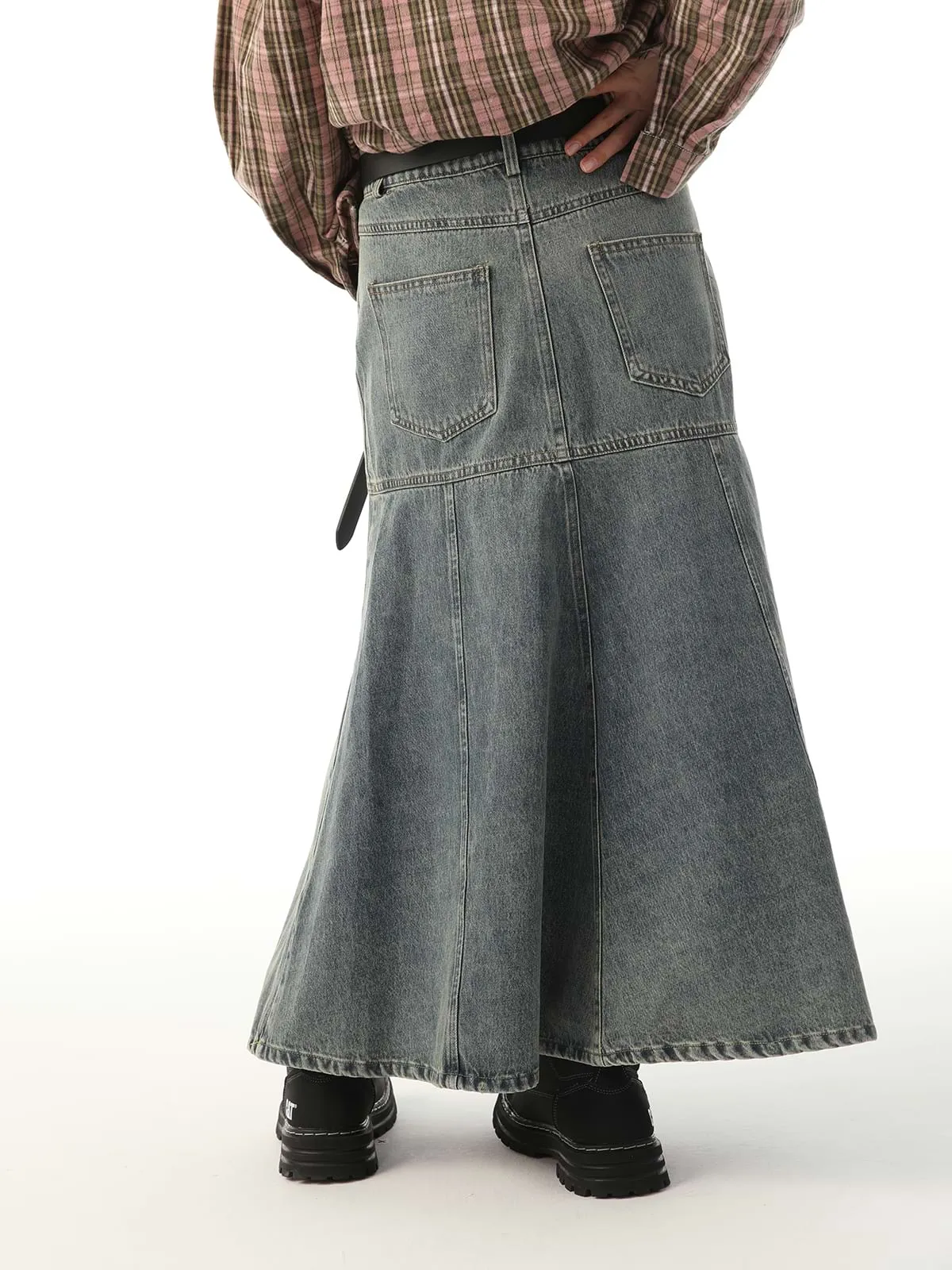Vintage Flare Denim Skirt