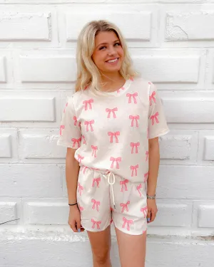 Waffle Pink Bow PJ Set