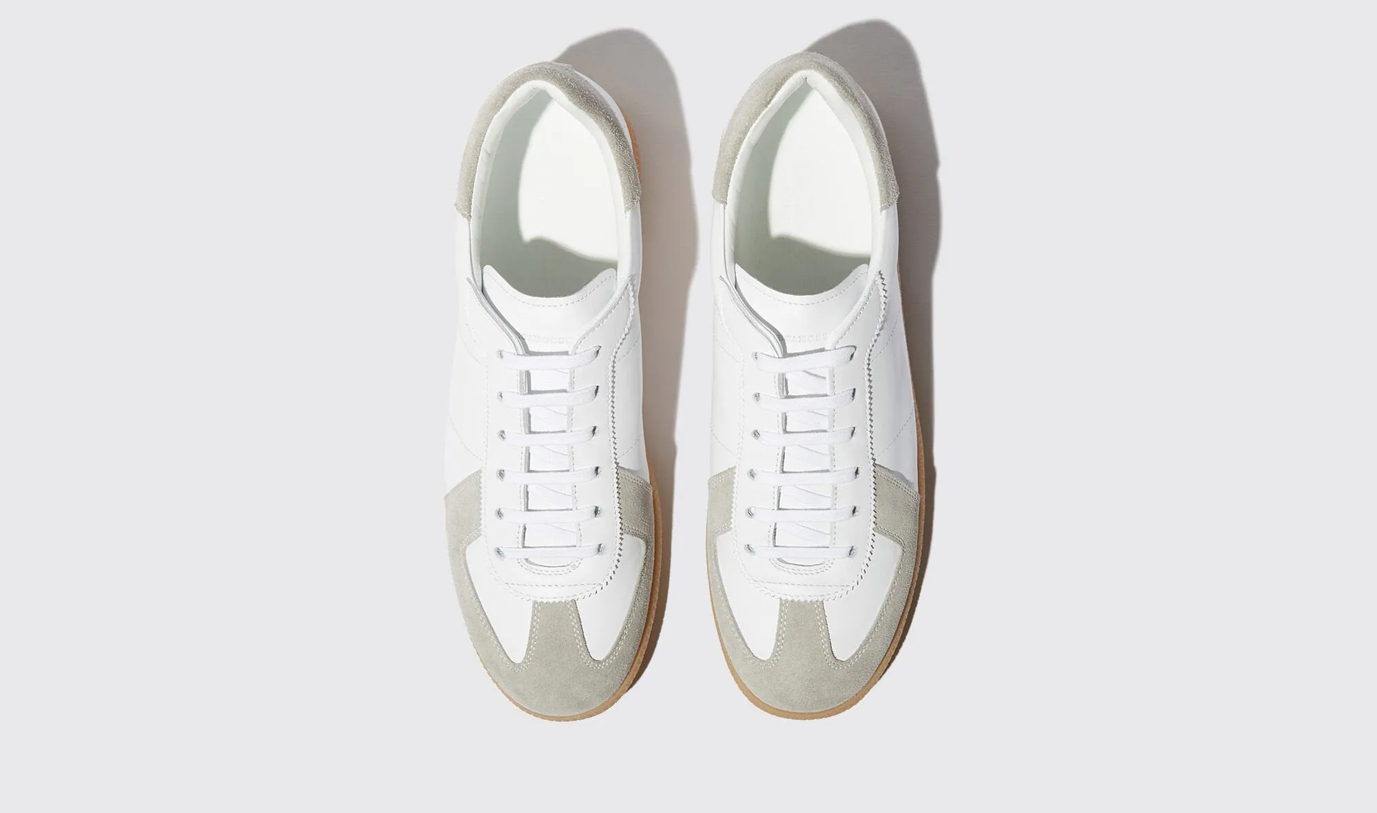 White Leather and Grey Suede Devin Lace Up Sneakers - Summer 2024 Collection