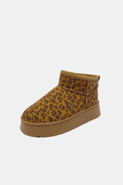 Wild Diva Leopard Round Toe Booties