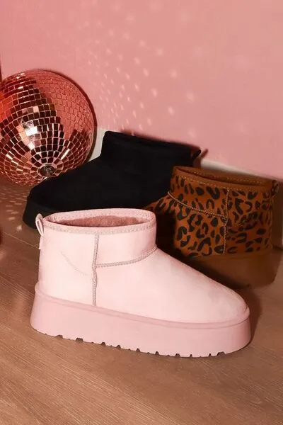Wild Diva Leopard Round Toe Booties